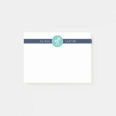 Post-it® Palm Tree Preppy Aqua & Navy Stripe (Devant)