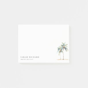 Post-it® Palmiers côtiers tropicaux Aquarelle Bleu Vert