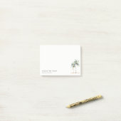 Post-it® Palmiers côtiers tropicaux Aquarelle Bleu Vert (Sur un bureau)