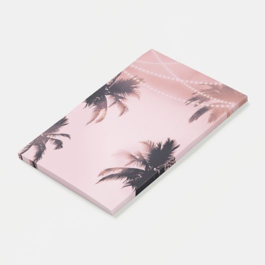 Post-it® Palmiers tropicaux et lumières Plage rose (Incliné)