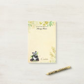 Post-it® Panda Cute Avec Fleurs Jaunes Notes (Sur un bureau)