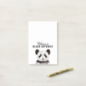 Post-it® Panda Funky Moderne Noir Et Blanc Avec Citation (Sur un bureau)