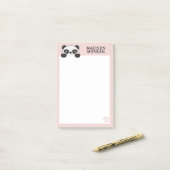 Post-it® Panda Rose Cute Ours & Pâtes Ajouter Votre Nom (Sur un bureau)