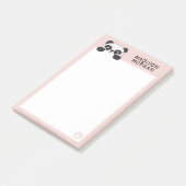 Post-it® Panda Rose Cute Ours & Pâtes Ajouter Votre Nom (Incliné)