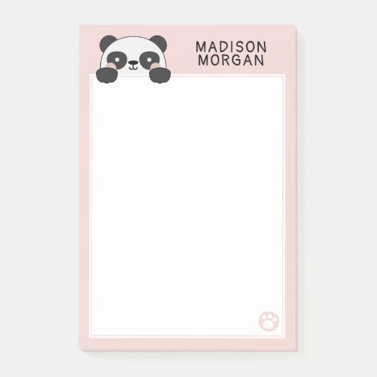 Post-it® Panda Rose Cute Ours & Pâtes Ajouter Votre Nom (Devant)