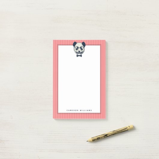 Post-it® Panda Stripes| Ajouter votre nom (Sur un bureau)