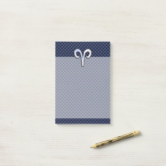 Post-it® Panneau Zodiac Silver Aries Bleu Carbone Fibres Im (Sur un bureau)