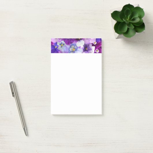 Post-it® Pansies Fleurs Florales Bordure Conception d'impre (Bureau)