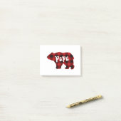 Post-it® Papa Bear - Bison rouge et noir plaid (Sur un bureau)