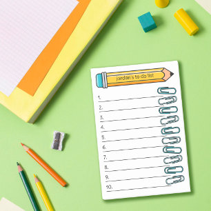 Post-it® Paperclips & Crayon Bleu Votre Nom 10 À Faire List
