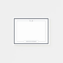 Papeterie classique à bordure bleu marine monogram