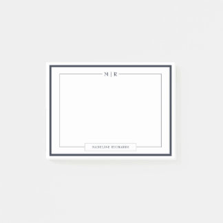Post-it® Papeterie classique à bordure bleu marine monogram