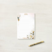 Post-it® Papeterie florale romantique Rose blanche (Sur un bureau)
