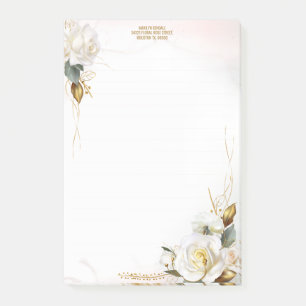Post-it® Papeterie florale romantique Rose blanche