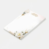 Post-it® Papeterie florale romantique Rose blanche or (Incliné)