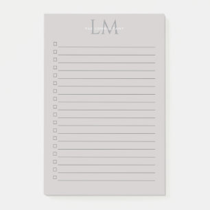 Post-it® Papeterie Monogramme Gris Taupe Moderne