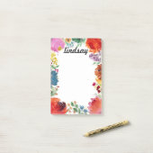 Post-it® Papeterie personnalisée florale d'aquarelle (Sur un bureau)