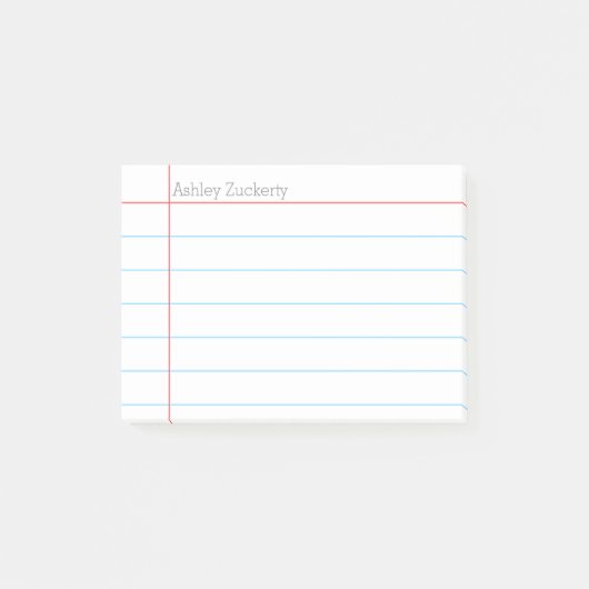 Post-it® Papier à l'école bleu avec nom de l'enseignant rou (Devant)