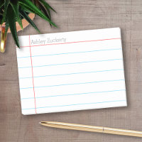 Papier à l'école bleu avec nom de l'enseignant rou