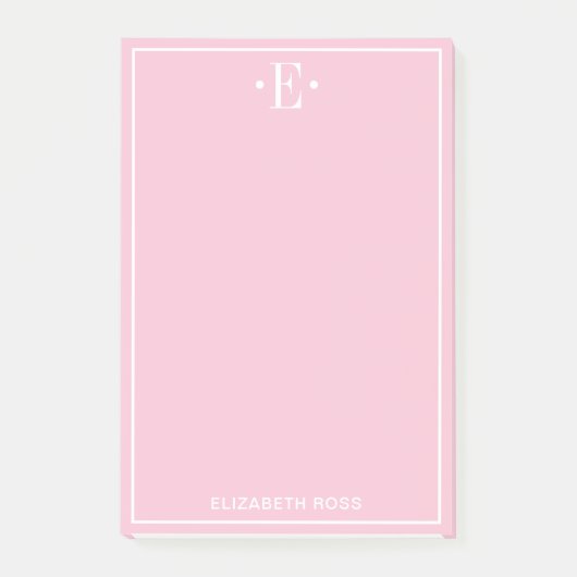 Post-it® Papier à lettres rose monogrammé (Devant)