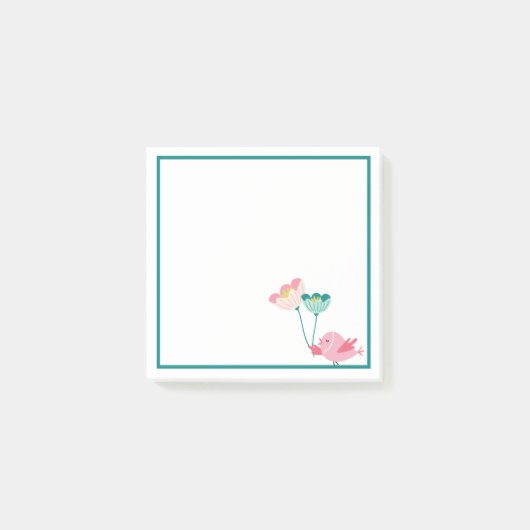 Post-it® Papier adhésif oiseaux et fleurs (Devant)