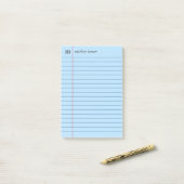 Post-it® Papier carnet Bleu Ajouter Votre Nom & Initiale (Sur un bureau)
