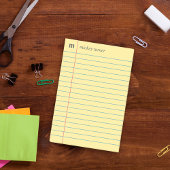 Post-it® Papier carnet Jaune Ajouter Votre Nom & Initiale