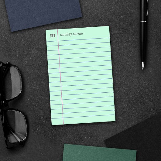 Post-it® Papier carnet Mint vert Ajouter votre nom et initi