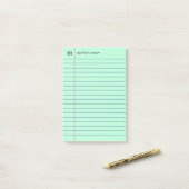 Post-it® Papier carnet Mint vert Ajouter votre nom et initi (Sur un bureau)