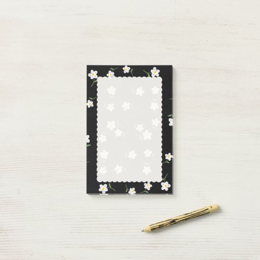 Post-it® Papier Collant Floral Midnight Daisy | Cute Botani (Sur un bureau)
