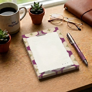 Post-it® Papier crème personnalisé motif floral magenta