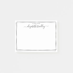 Post-it® Papier élégant à monogramme girly noir et blanc Po