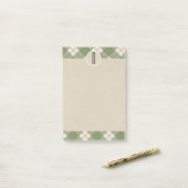 Post-it® Papier kraft à carreaux crème vert monogramme rust (Sur un bureau)