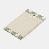 Post-it® Papier kraft à carreaux crème vert monogramme rust (Incliné)