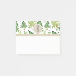 Post-it® Papier Kraft Monogramme Rustique Moderne à l'Aquar
