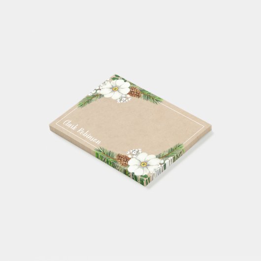 Post-it® Papier Kraft Pinecone Flore blanche (Incliné)