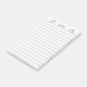 Post-it® Papier ligné personnalisé avec monogramme de feuil (Incliné)