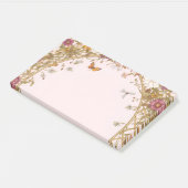 Post-it® Papier note adhésif botanique rose romantique vint (Incliné)