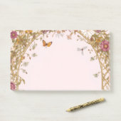 Post-it® Papier note adhésif botanique rose romantique vint (Sur un bureau)