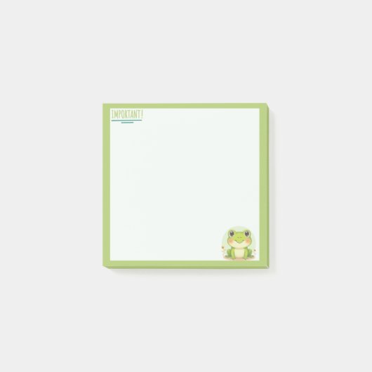 Post-it® Papier note grenouille vert pastel style Kwaii (Devant)