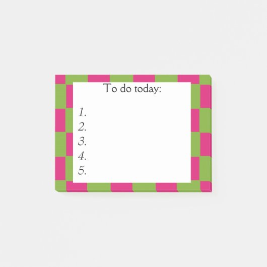 Post-it® Papier note Post It à carreaux rose vif et vert (Devant)
