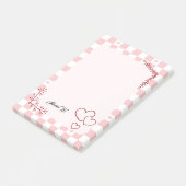 Post-it® Papier notes à motif carreaux rose (Incliné)