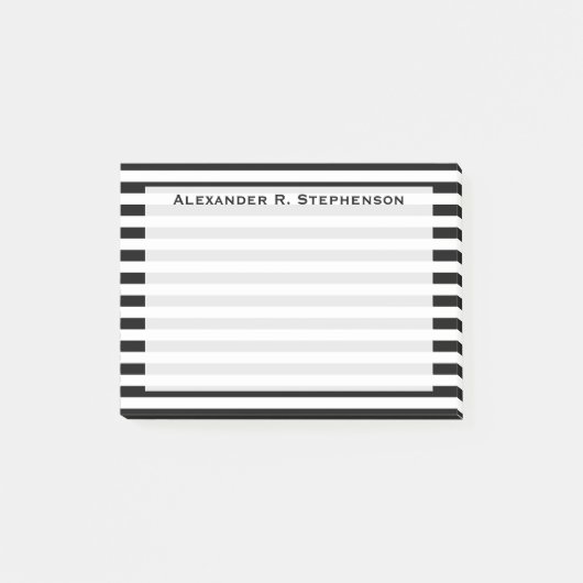 Post-it® Papier notes à rayures blanches et noires Monogram (Devant)