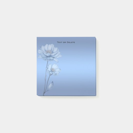 Post-it® Papier notes adhésif Fleurs Aquarelle Bleue (Devant)