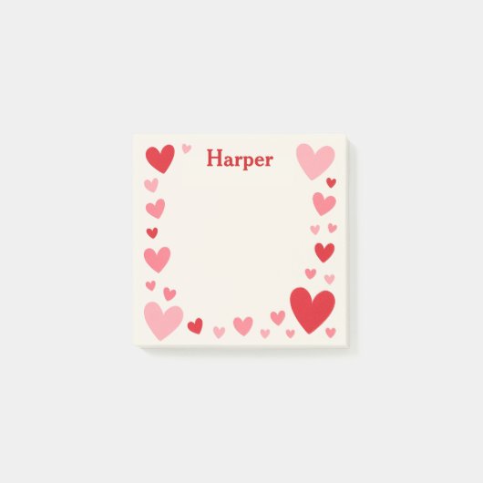 Post-it® Papier-notes adhésifs d'amour romantique avec nom (Devant)