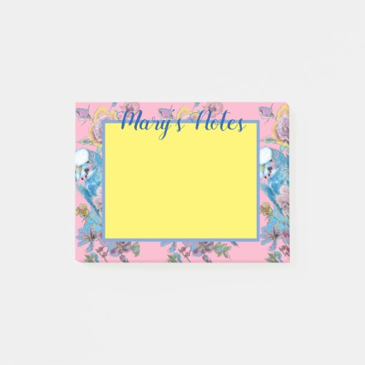 Post-it® Papier notes Budgie aquarelle nom de femme (Devant)