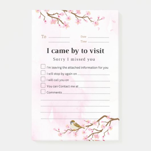 Post-it® Papier Notes de Retour Fleur de Cerisier (Devant)