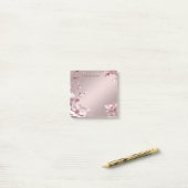 Post-it® Papier notes floral rose délicat (Sur un bureau)