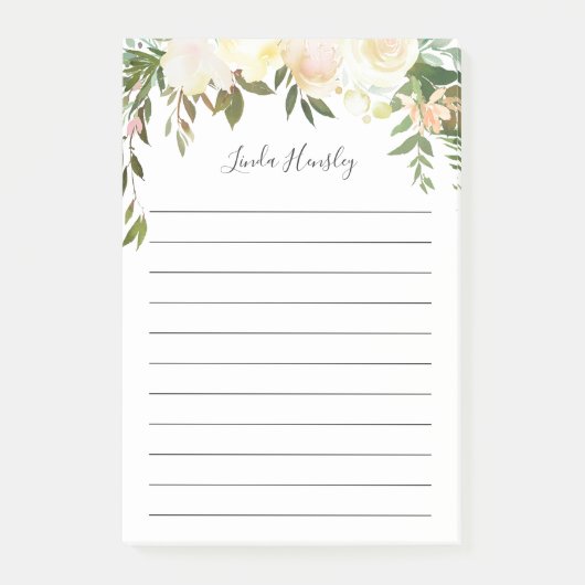 Post-it® Papier Notes Floral Rustique avec Feuillage (Devant)