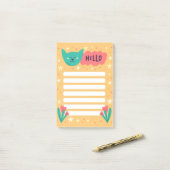 Post-it® Papier notes Hello avec chat mignon (Sur un bureau)